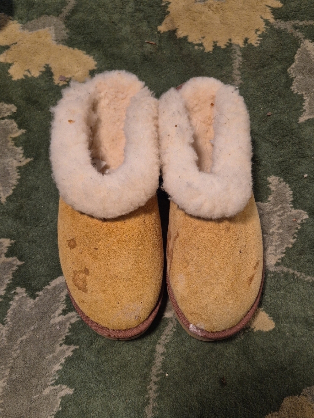 UGG Yellow Suede Shearling-Lined Slippers - Picture 1 of 5